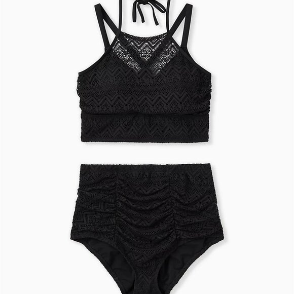 🆕👙 3X Torrid Black Crochet 2 Piece Swim Suit 👙 - Picture 1 of 12
